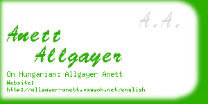 anett allgayer business card